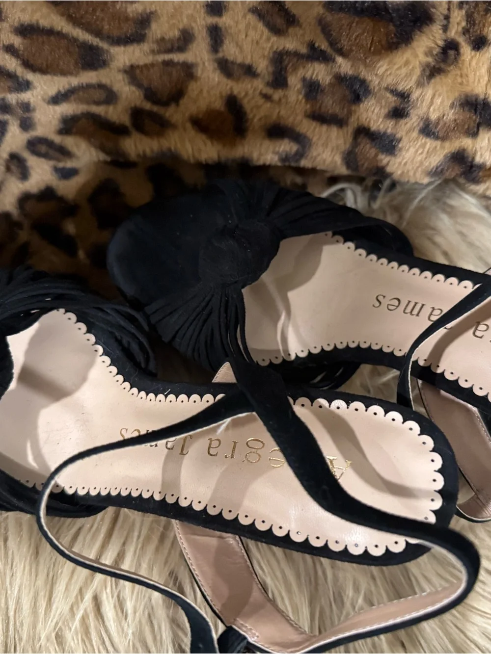 Allegra James Black Suede Platform Knot-Tie Heels